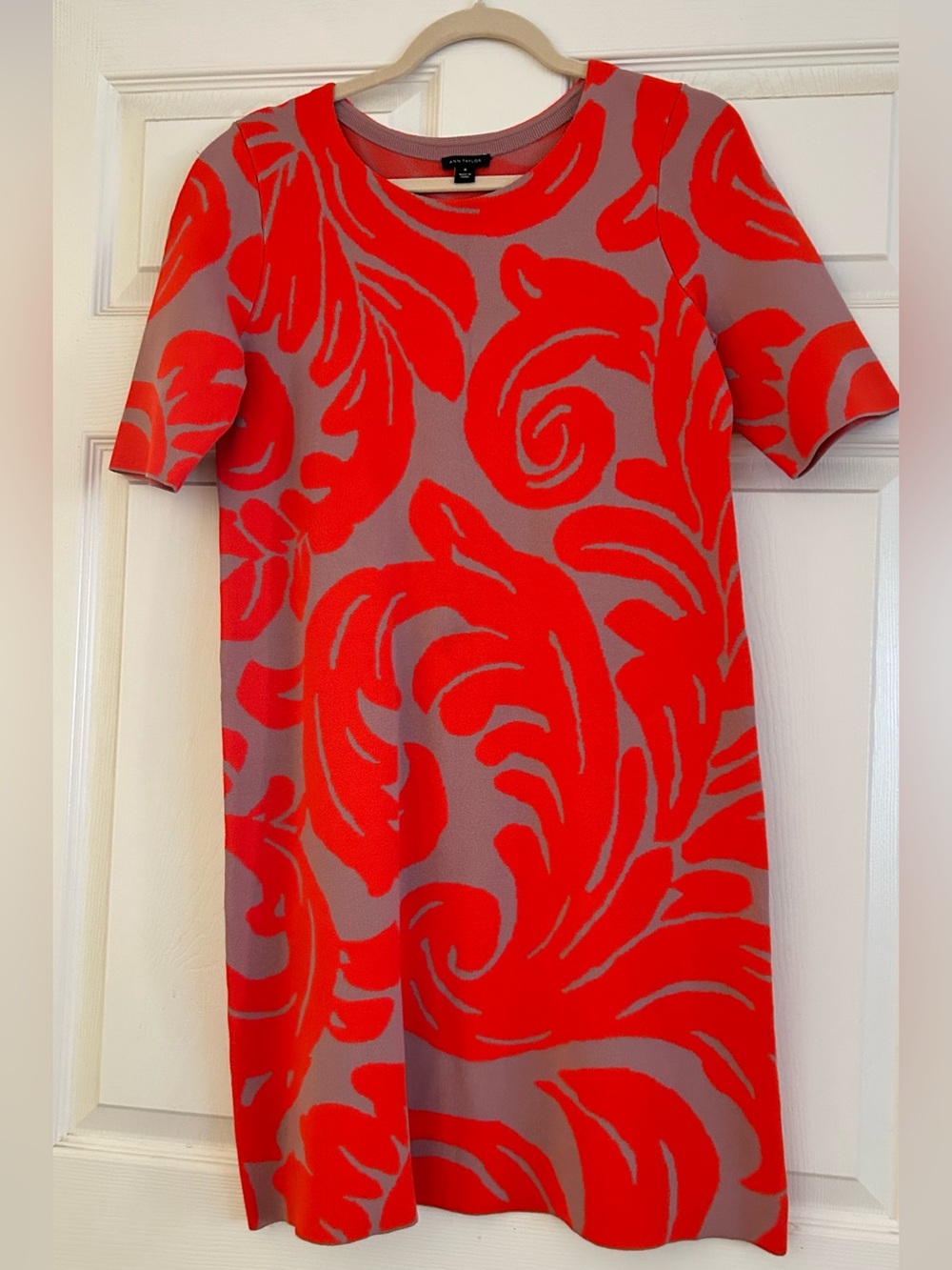 Bright Orange & Mauve Floral Shift Dress